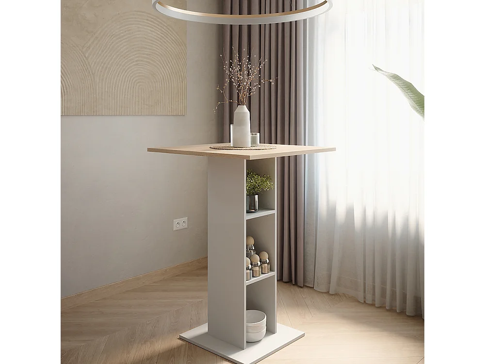 Table de bar blanc/sonoma 75x75x106 repose