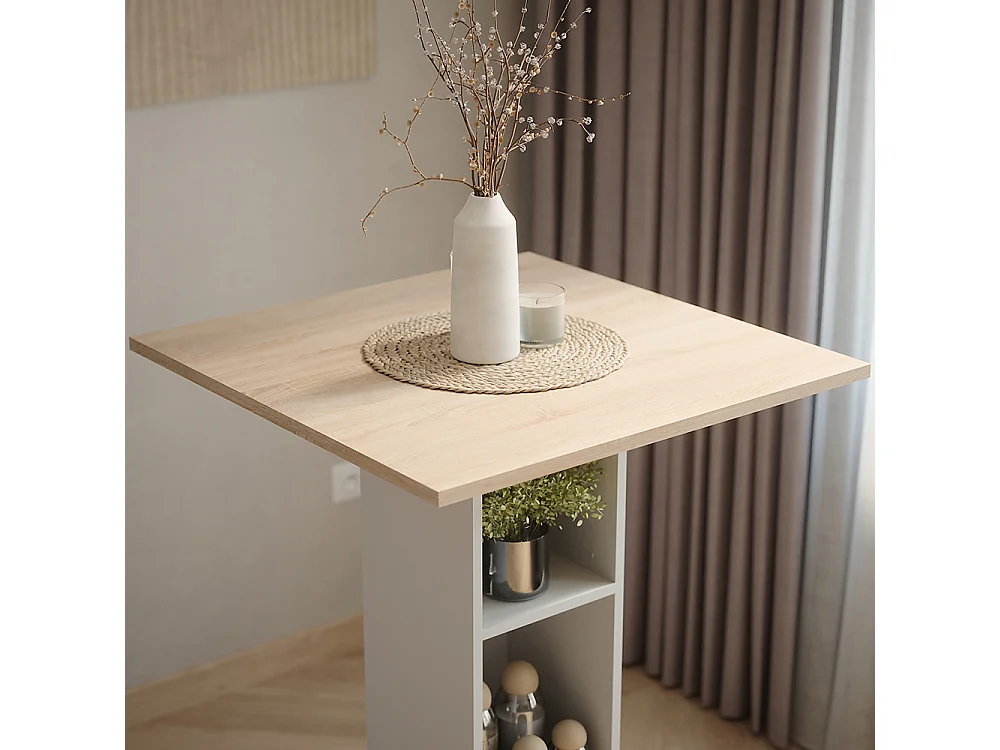 Table de bar blanc/sonoma 75x75x106 repose
