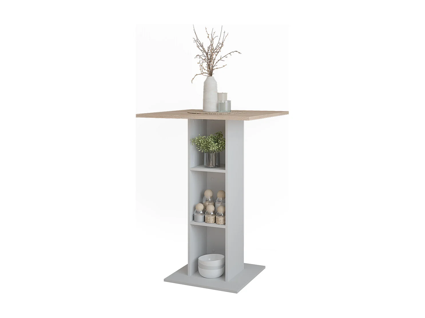 Table de bar blanc/sonoma 75x75x106 repose
