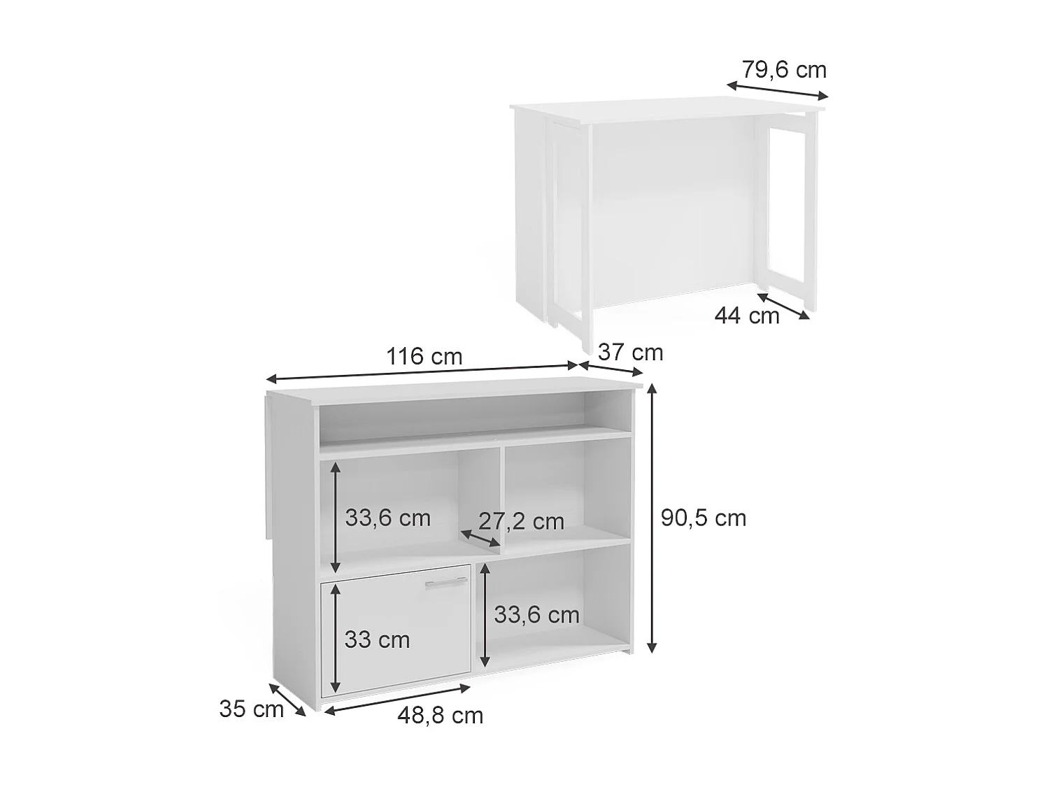 Bartisch weiß 116x37x90.5 dominic