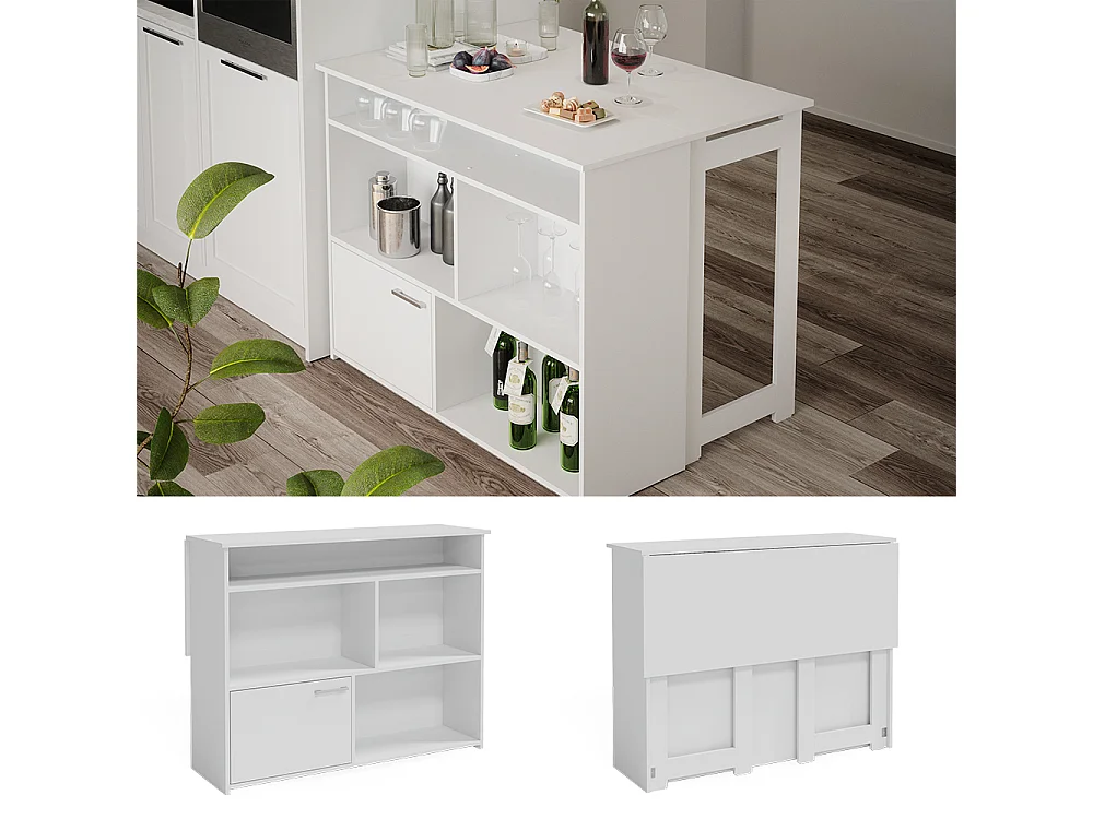 Table de bar blanc 116x37x90.5 dominic