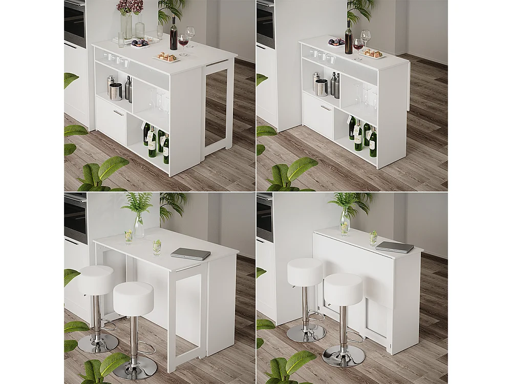 Table de bar blanc 116x37x90.5 dominic