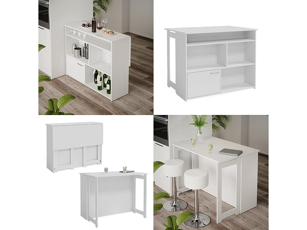 Table de bar blanc 116x37x90.5 dominic