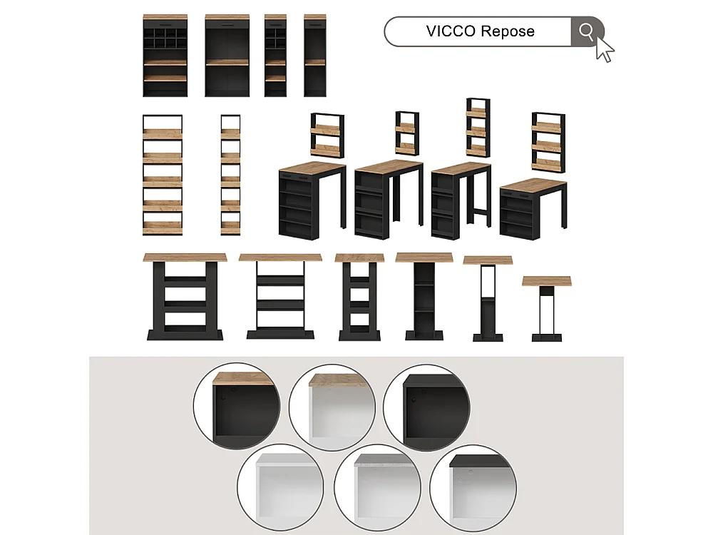 Set de table de bar blanc 65x65x106 repose