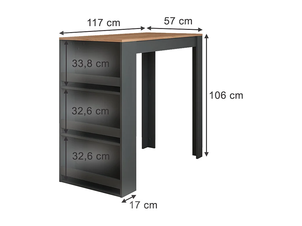 Tavolo da bar quercia dorata/antracite 57x117x106 repose