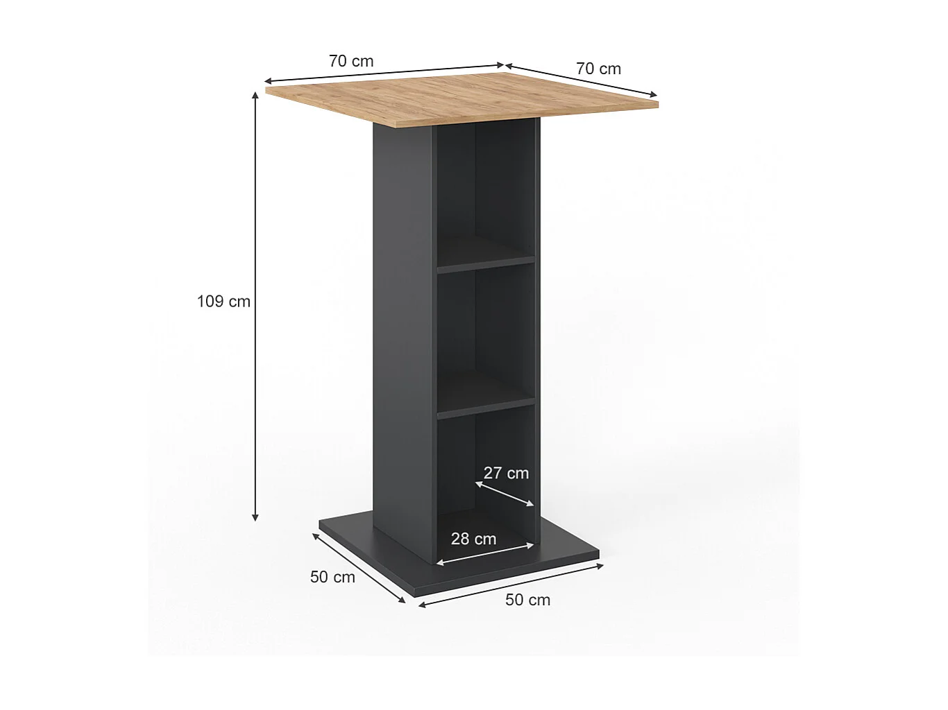 Table de bar anthracite 70x70x109 rodeo