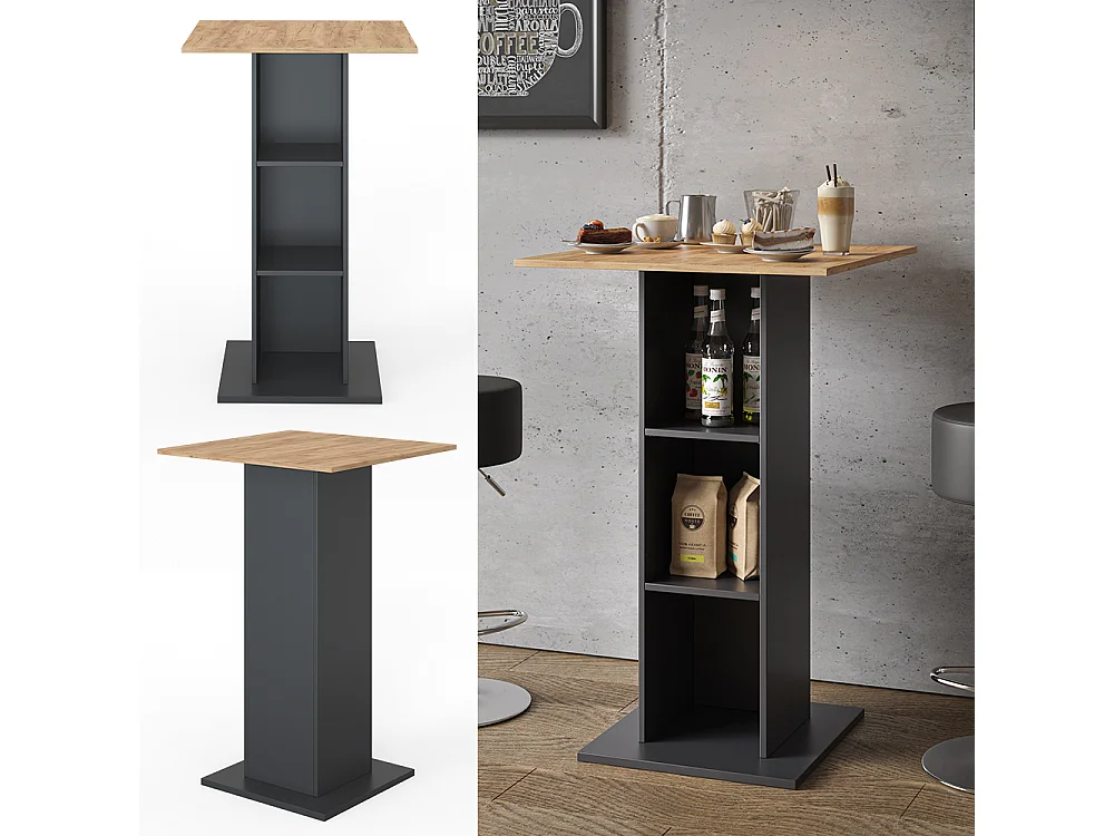 Table de bar anthracite 70x70x109 rodeo