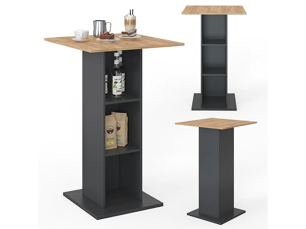 Table de bar anthracite 70x70x109 rodeo