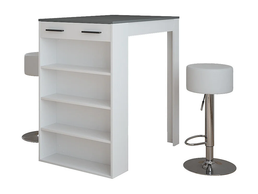 tavolo bar con sgabelli bianco/antracite 67x100x106 repose