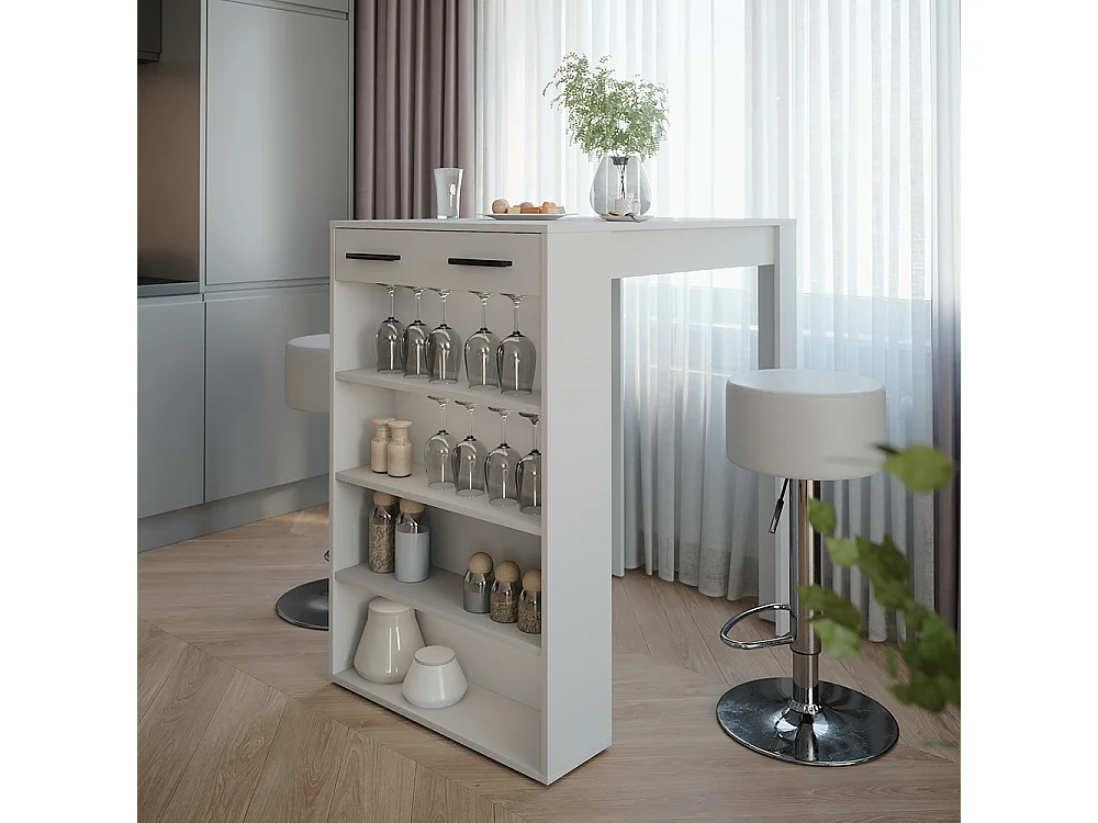 tavolo bar con sgabelli bianco/antracite 67x100x106 repose