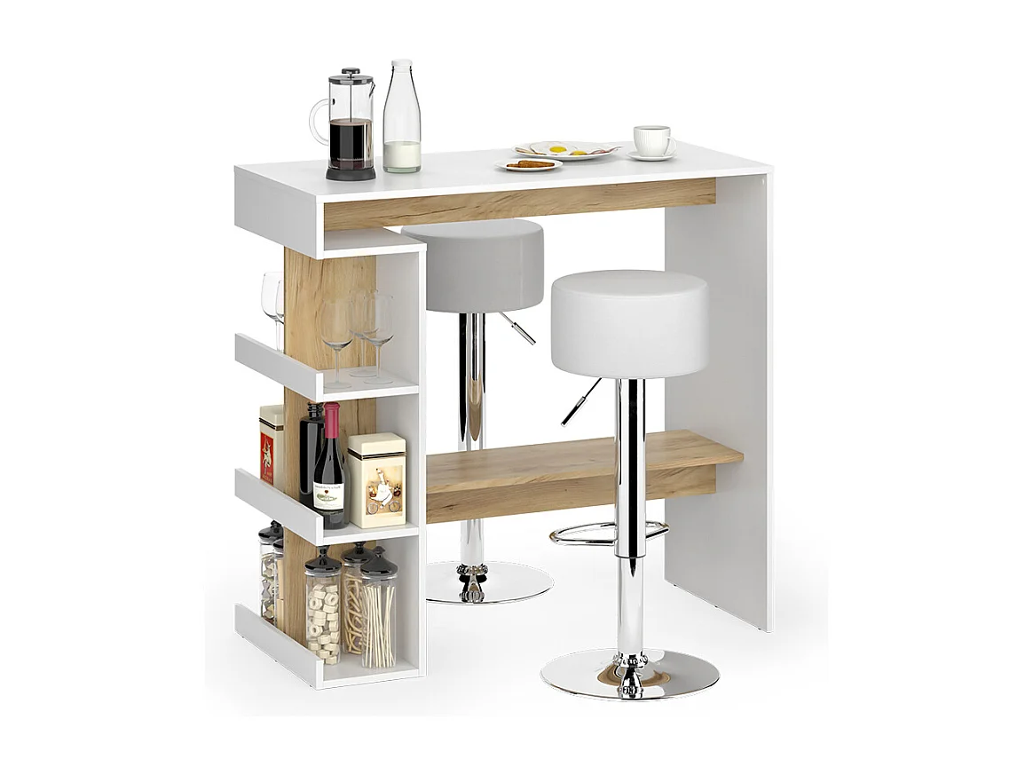 Set de table de bar chêne blanc/force de lor 108x50x103 dana