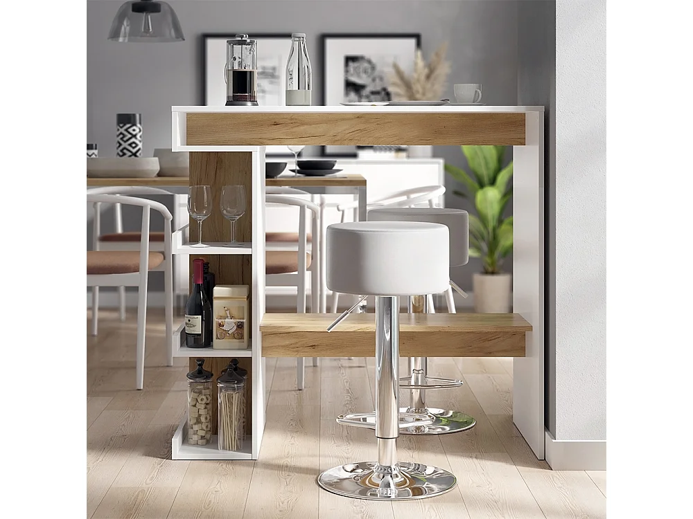 Set de table de bar chêne blanc/force de lor 108x50x103 dana