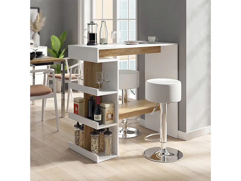 Set de table de bar chêne blanc/force de lor 108x50x103 dana