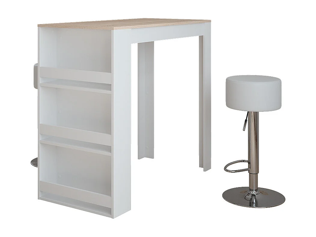 tavolo bar con sgabelli bianco/sonoma 57x117x106 repose