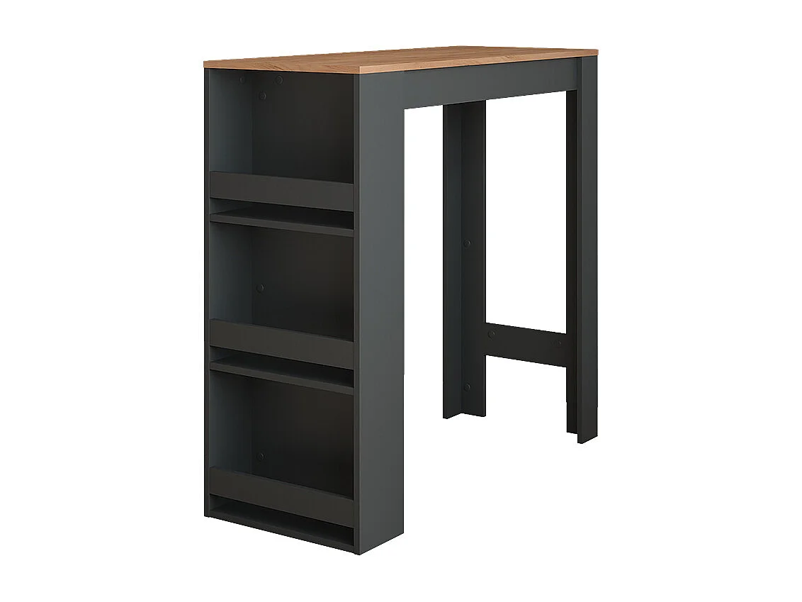 Table de bar anthracite/chêne doré 45x110x106 repose
