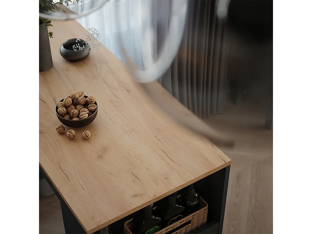 Table de bar anthracite/chêne doré 45x110x106 repose