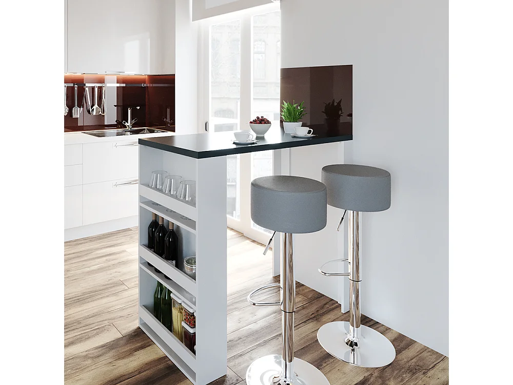 Tavolo bar con sgabelli bianco/grigio 57x117x106