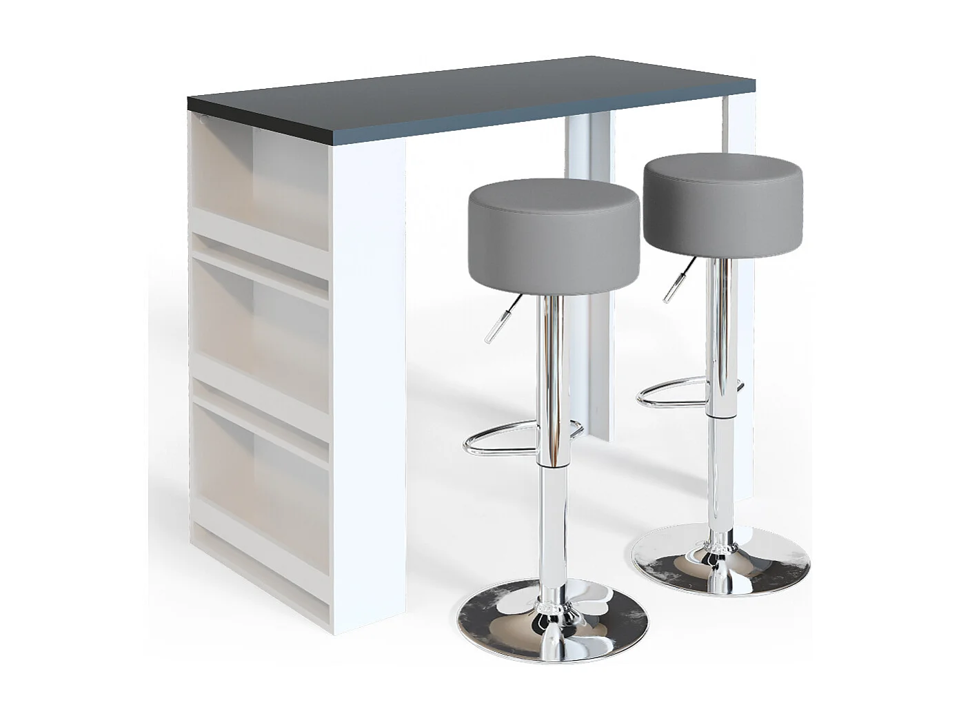 Set de table de bar blanc/gris 57x117x106