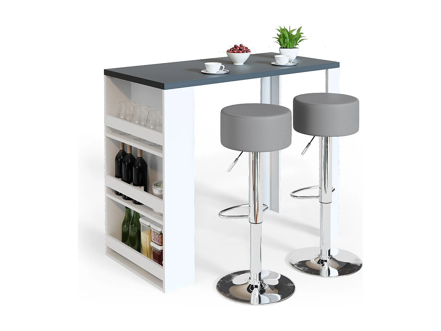 Set de table de bar blanc/gris 57x117x106