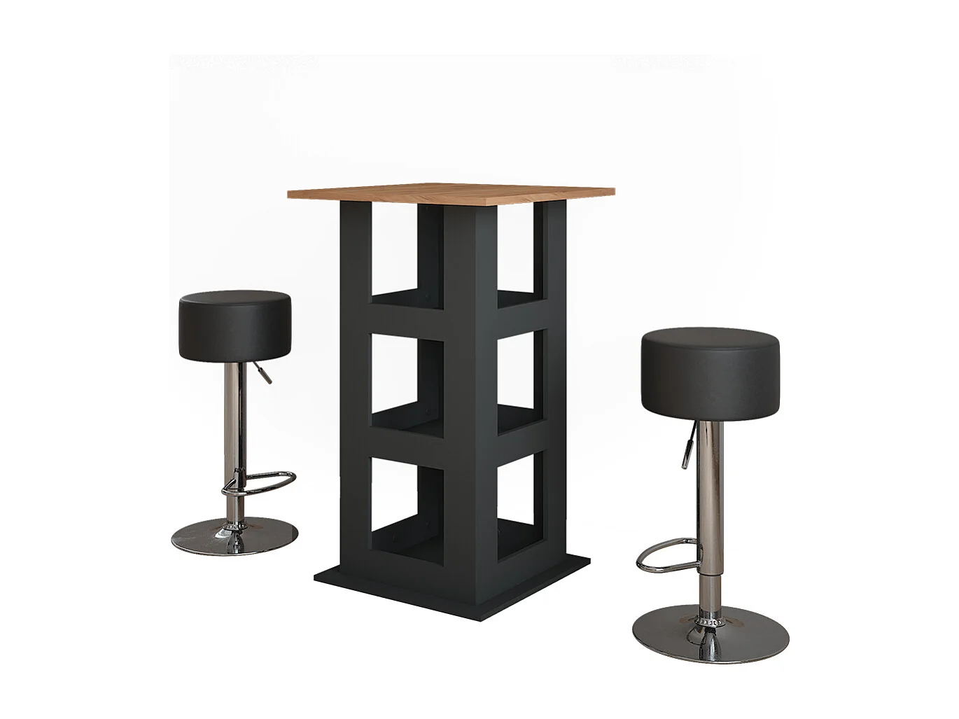 tavolo bar con sgabelli quercia dorata/antracite 65x65x106 repose