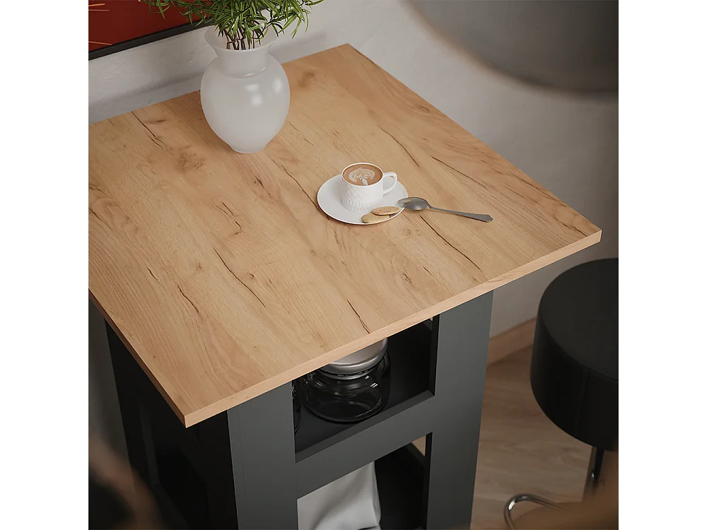 tavolo bar con sgabelli quercia dorata/antracite 65x65x106 repose