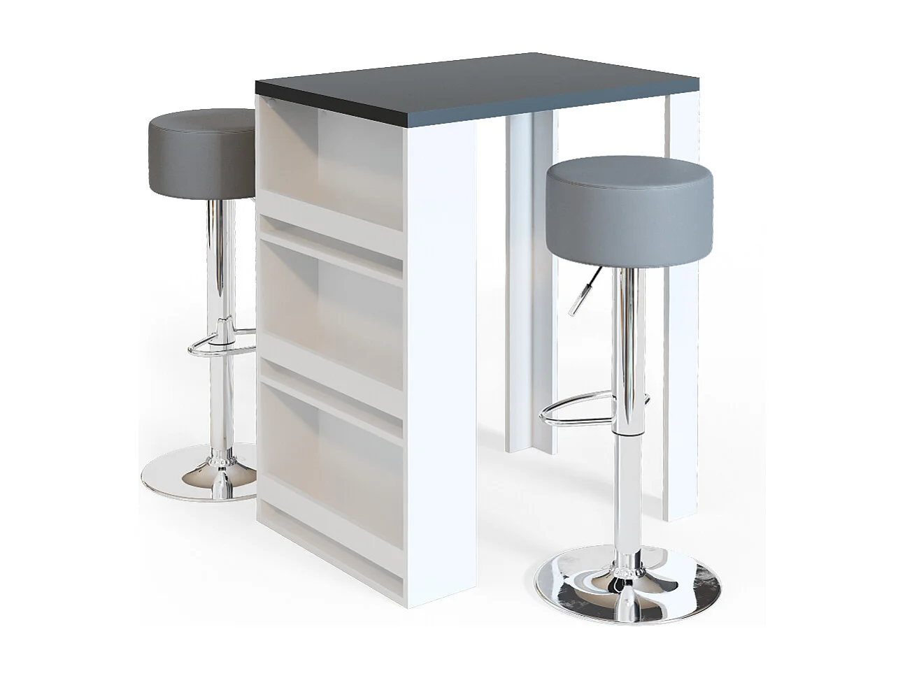Set de table de bar anthracite/blanc 57x80x106