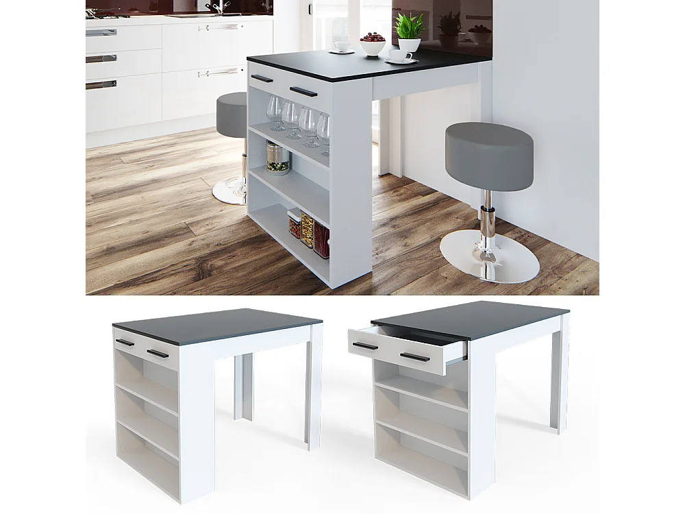 table de salle à manger anthracite/blanc 67x100x77.5 repose