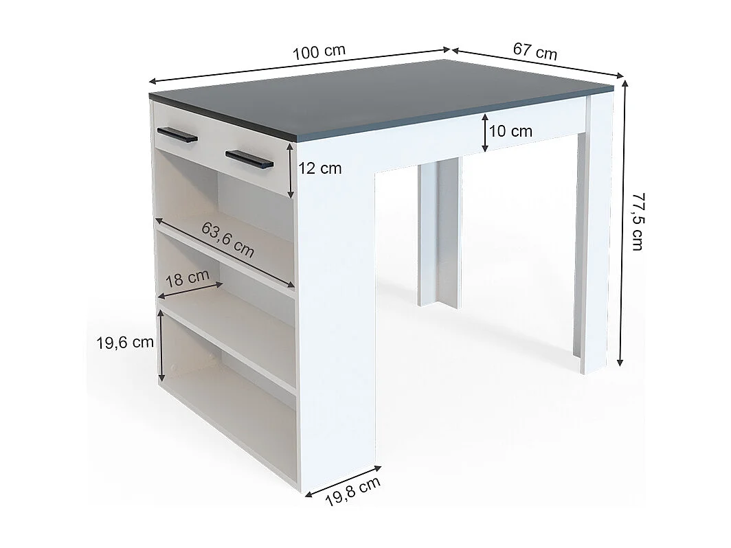 table de salle à manger anthracite/blanc 67x100x77.5 repose