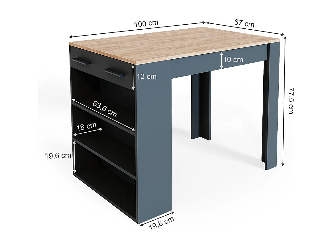 table de salle à manger anthracite/chêne doré 67x100x77.5 repose