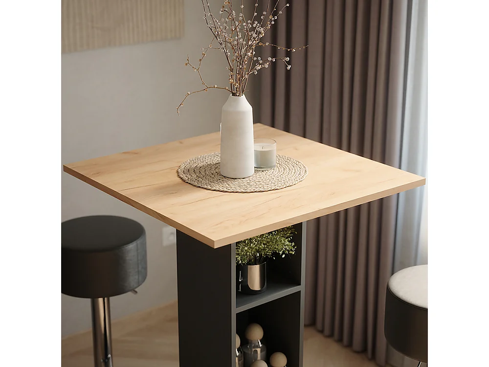 tavolo bar con sgabelli quercia dorata/antracite 75x75x106 repose