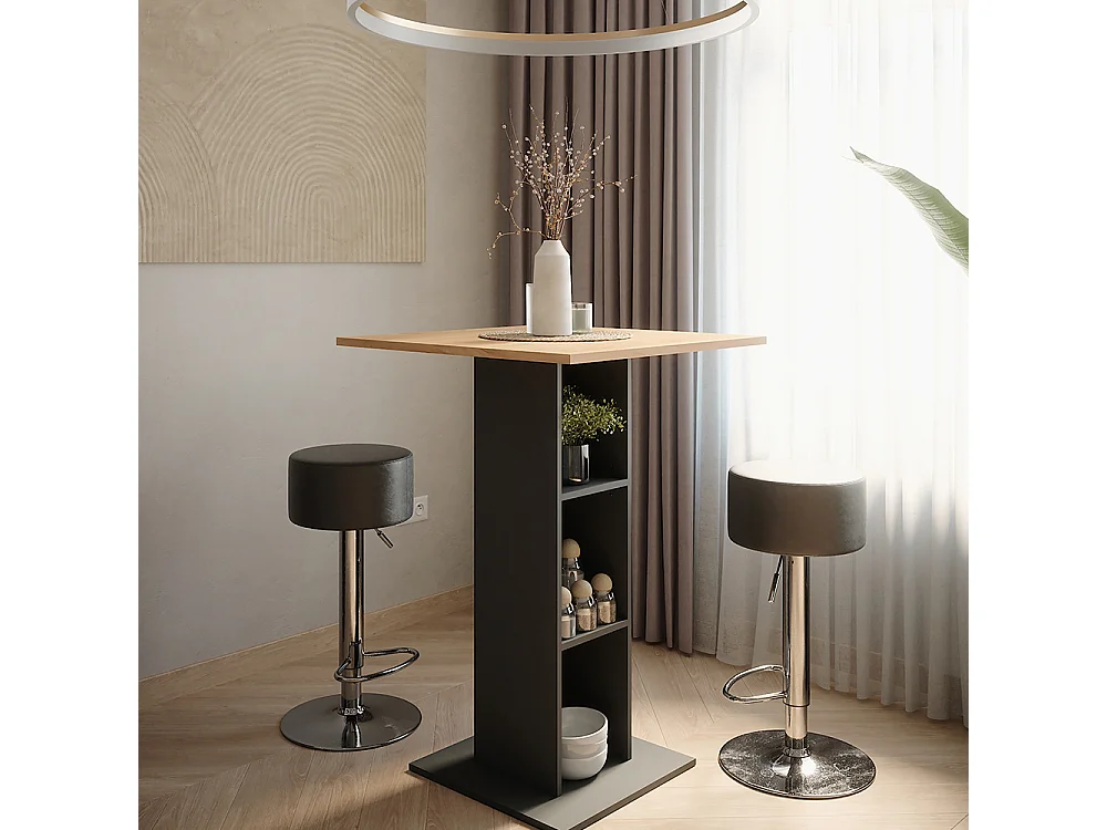 Set de table de bar chêne doré/anthracite 75x75x106 repose