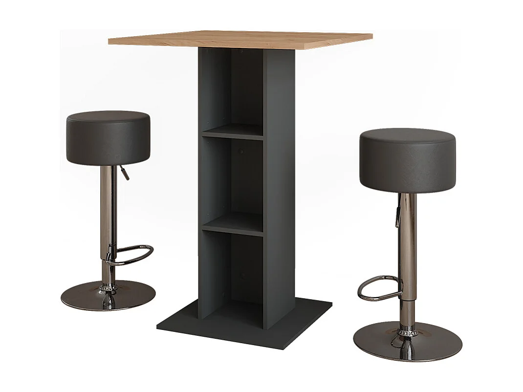 Set de table de bar chêne doré/anthracite 75x75x106 repose