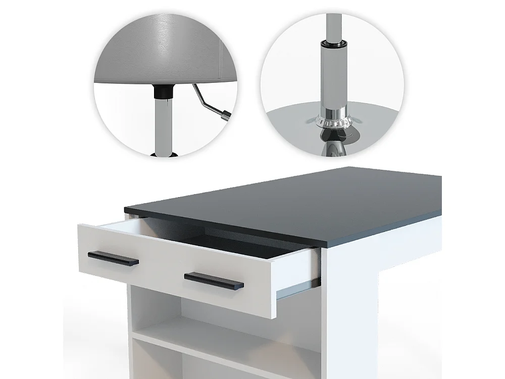 Ensemble table à manger anthracite/blanc 67x100x77.5 repose