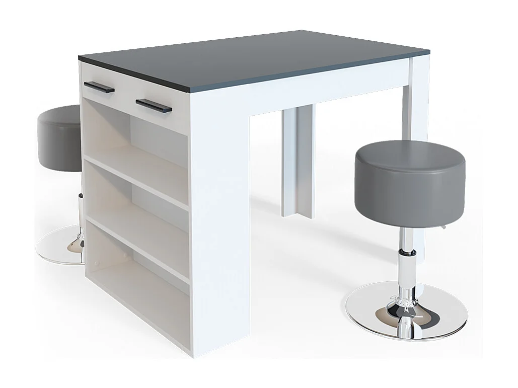 Ensemble table à manger anthracite/blanc 67x100x77.5 repose
