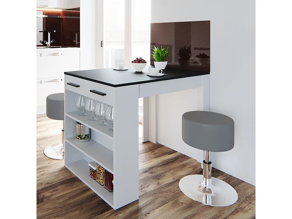Ensemble table à manger anthracite/blanc 67x100x77.5 repose