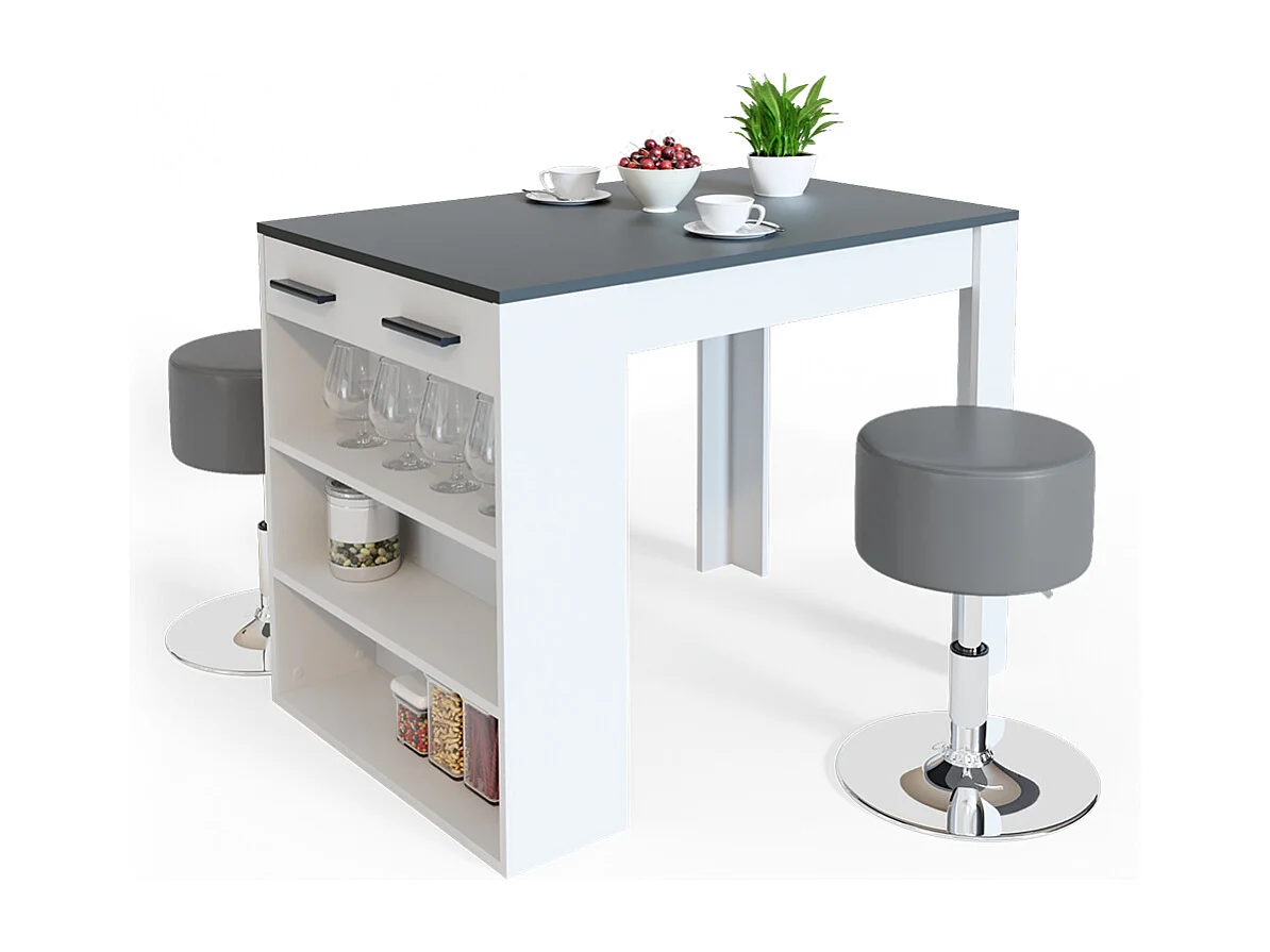Ensemble table à manger anthracite/blanc 67x100x77.5 repose