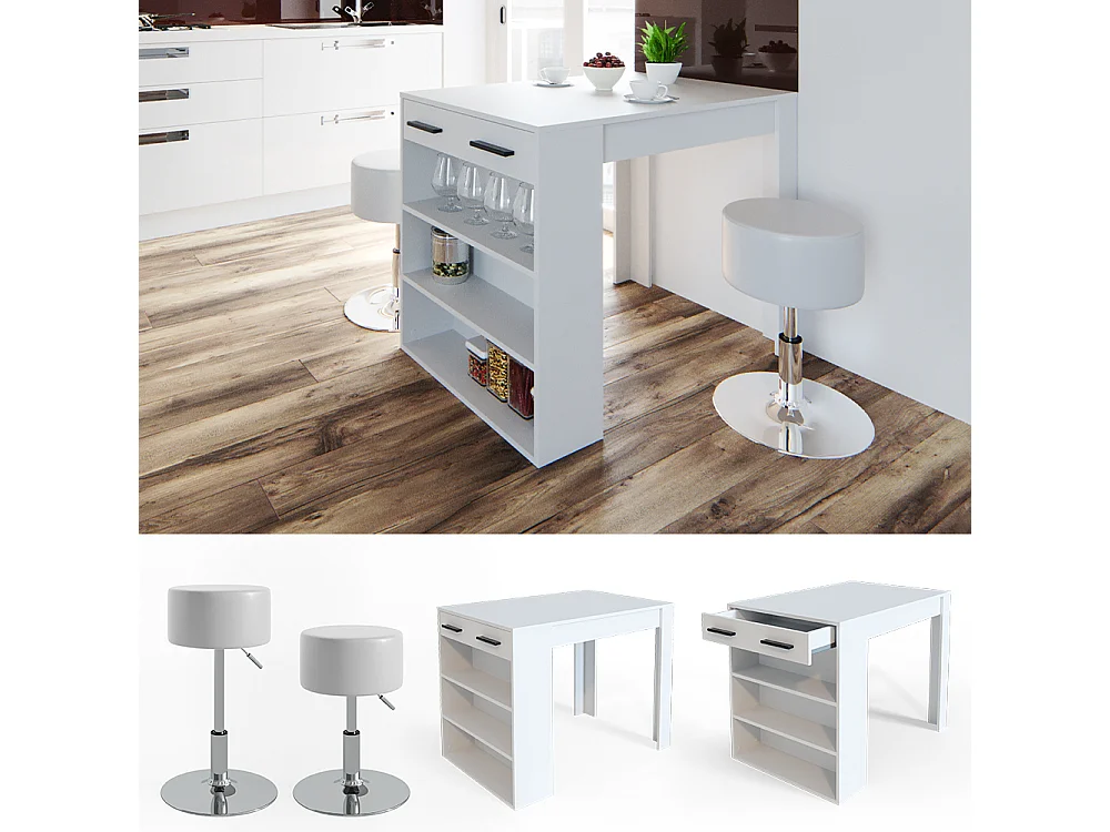 Esstisch-Set weiß 67x100x77.5 repose