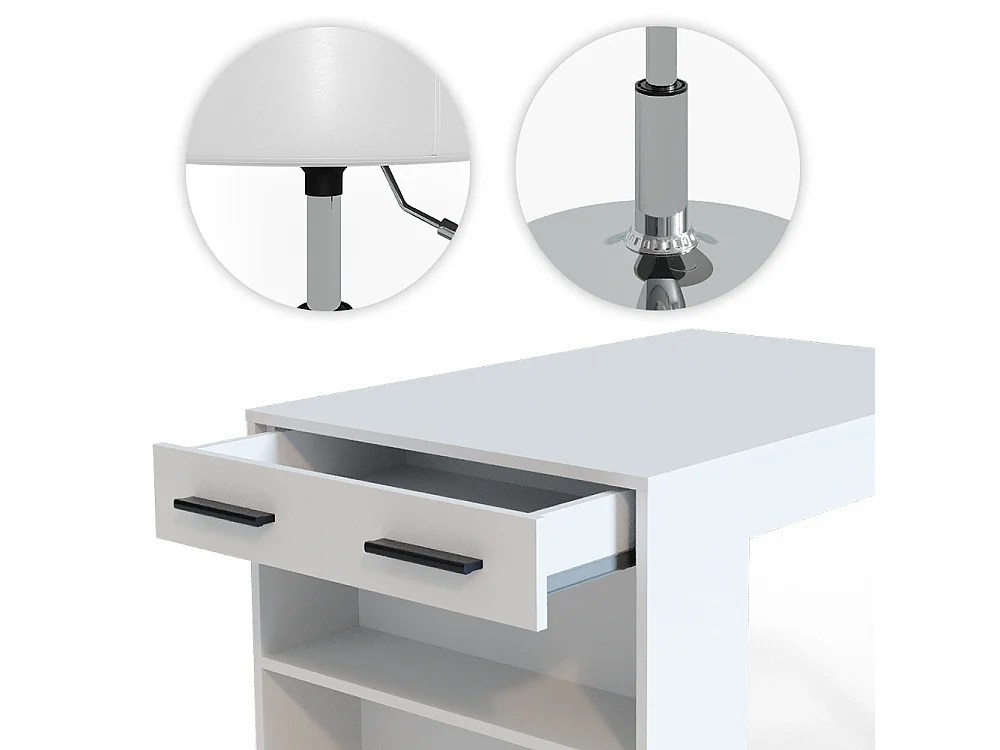 Ensemble de table à manger blanc 67x100x77.5 repose