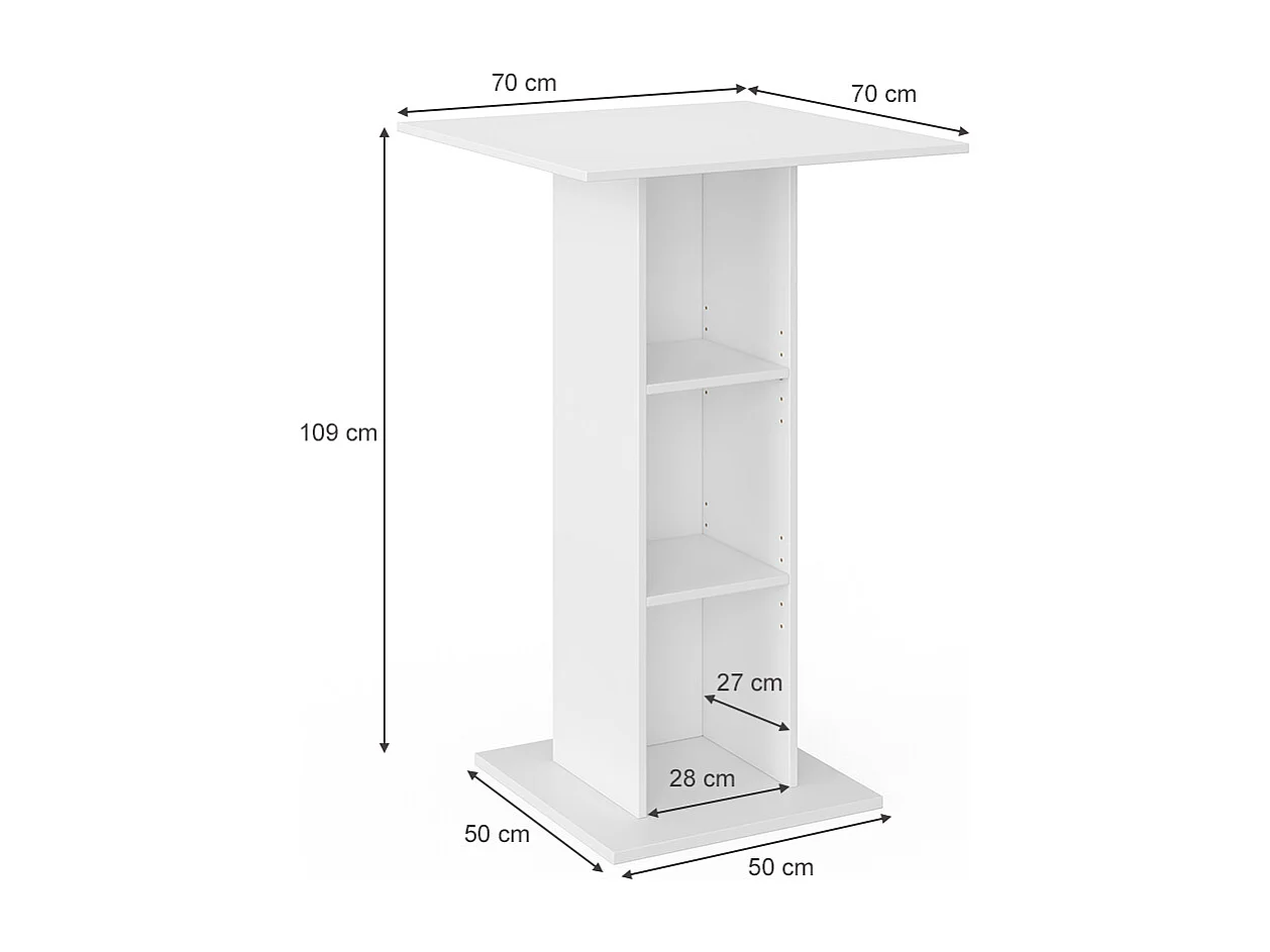Table de bar blanc 70x70x109 rodeo