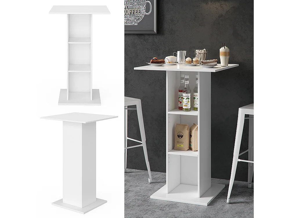 Table de bar blanc 70x70x109 rodeo