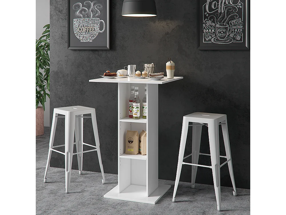 Table de bar blanc 70x70x109 rodeo
