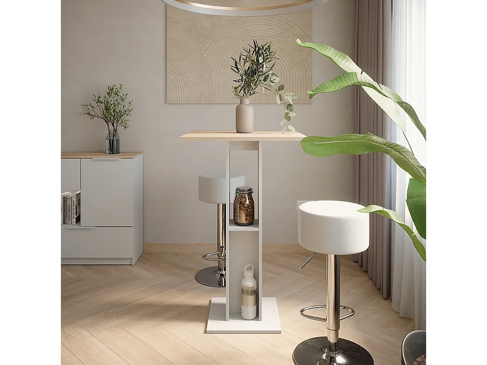 Set de table de bar blanc/sonoma 65x65x106 repose