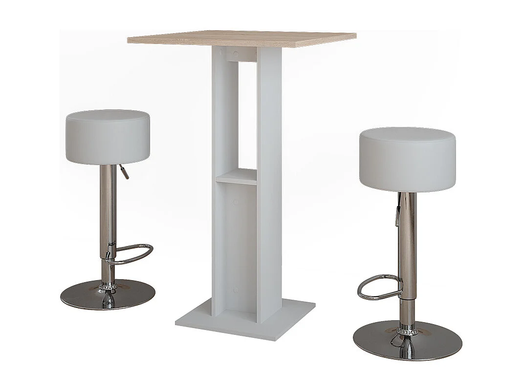 Set de table de bar blanc/sonoma 65x65x106 repose