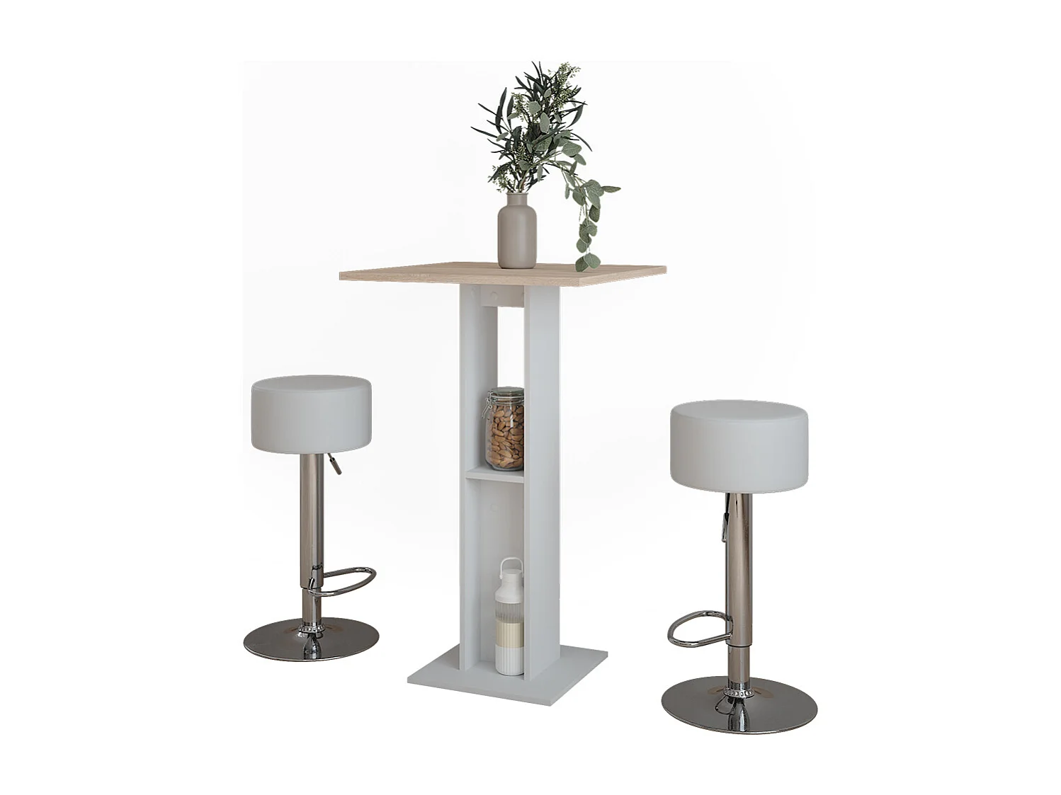 Set de table de bar blanc/sonoma 65x65x106 repose