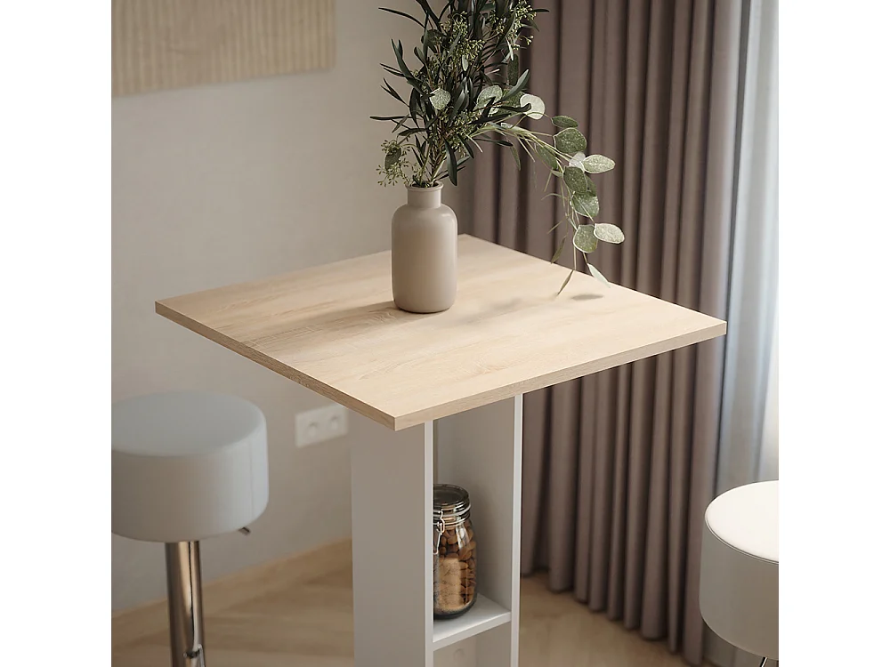 Set de table de bar blanc/sonoma 65x65x106 repose