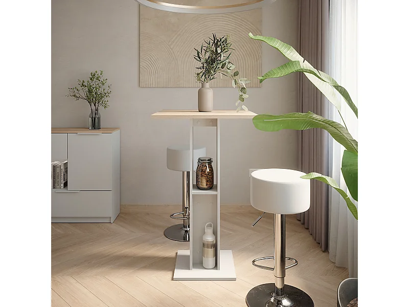 Set de table de bar blanc/sonoma 65x65x106 repose