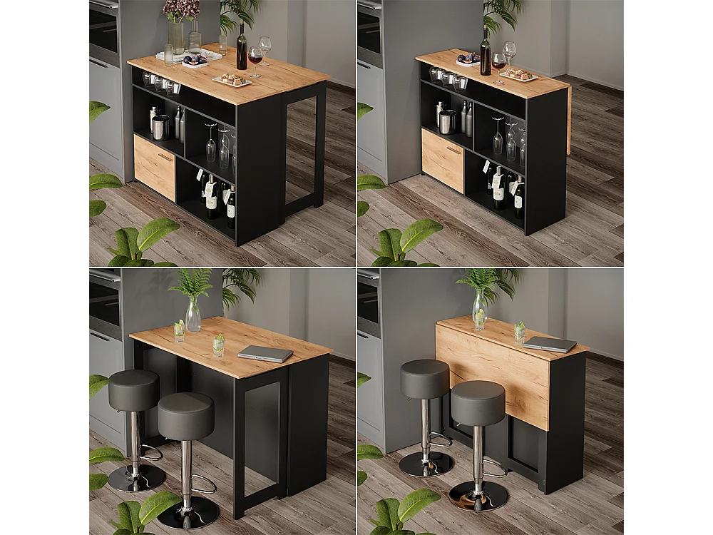 Table de bar chêne de force doré 116x37x90.5 dominic