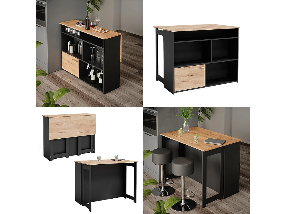 Table de bar chêne de force doré 116x37x90.5 dominic