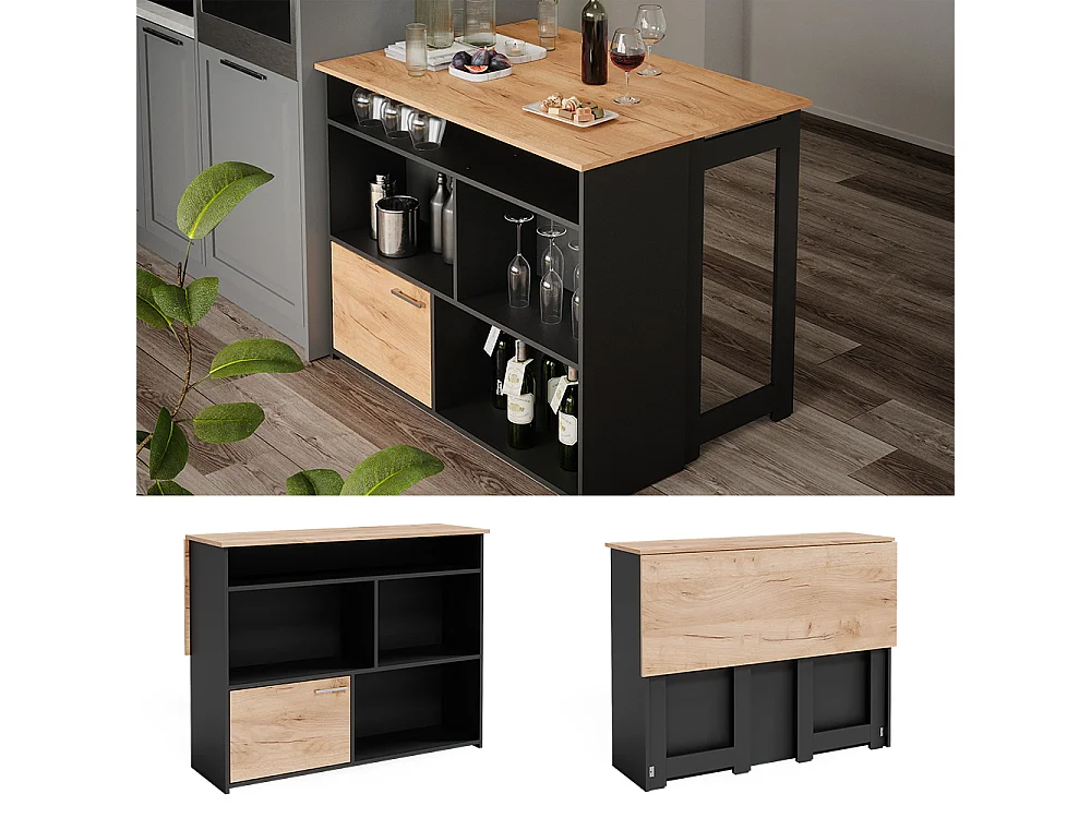 Bar table gold power oak 116x37x90.5 dominic