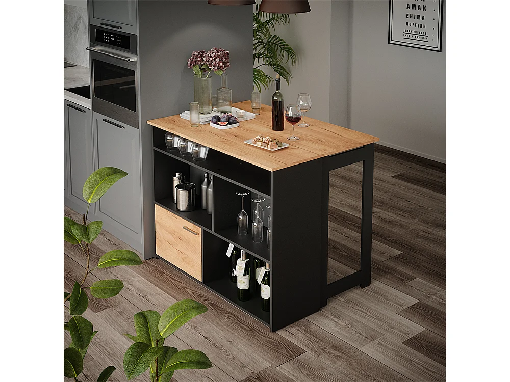 Bar table gold power oak 116x37x90.5 dominic